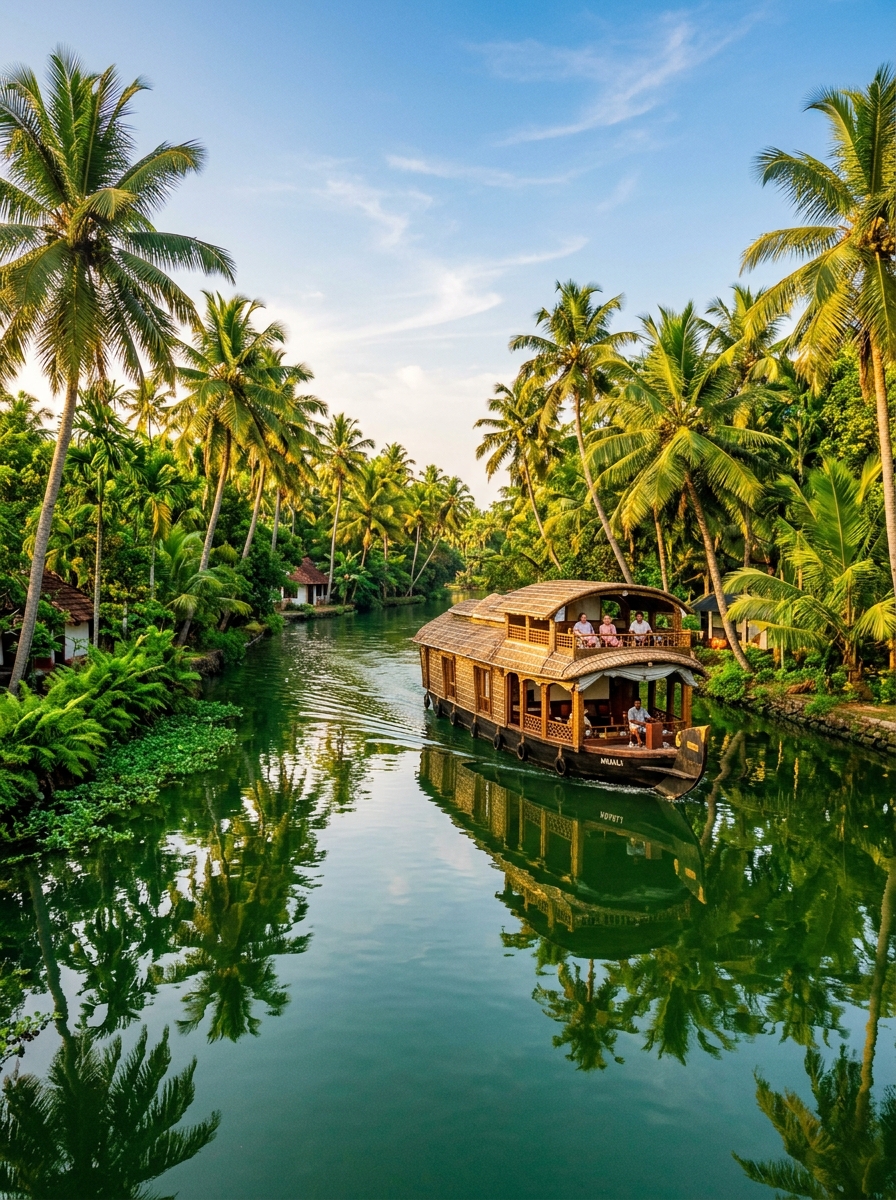 Kerala backwaters with houseboat