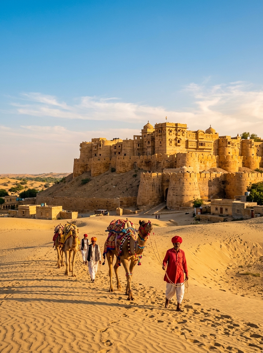 Rajasthan fort in golden desert